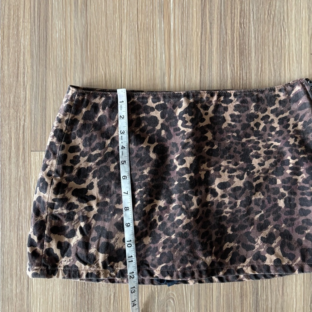 Abercrombie & Fitch Mini Skort Mid Rise Animal Leopard Print Denim Womens 6 Y2K - Picture 5 of 11